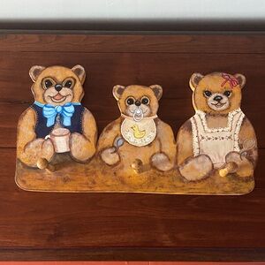 Hand painted Bear Family Wooden Wall Hanger